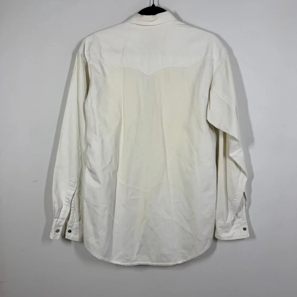 Vintage Levi’s White Western Button Up Shirt Mens Size S Classic Denim Style
